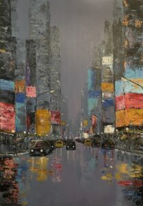 City at dusk nr 2412 akryl på canvas 700x500